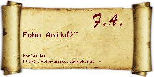 Fohn Anikó névjegykártya