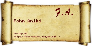 Fohn Anikó névjegykártya